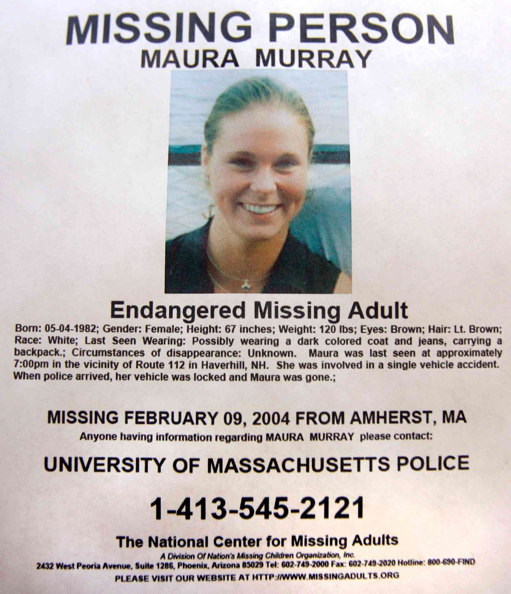 Maura Murray missing person flyer — National Center for Missing Adults