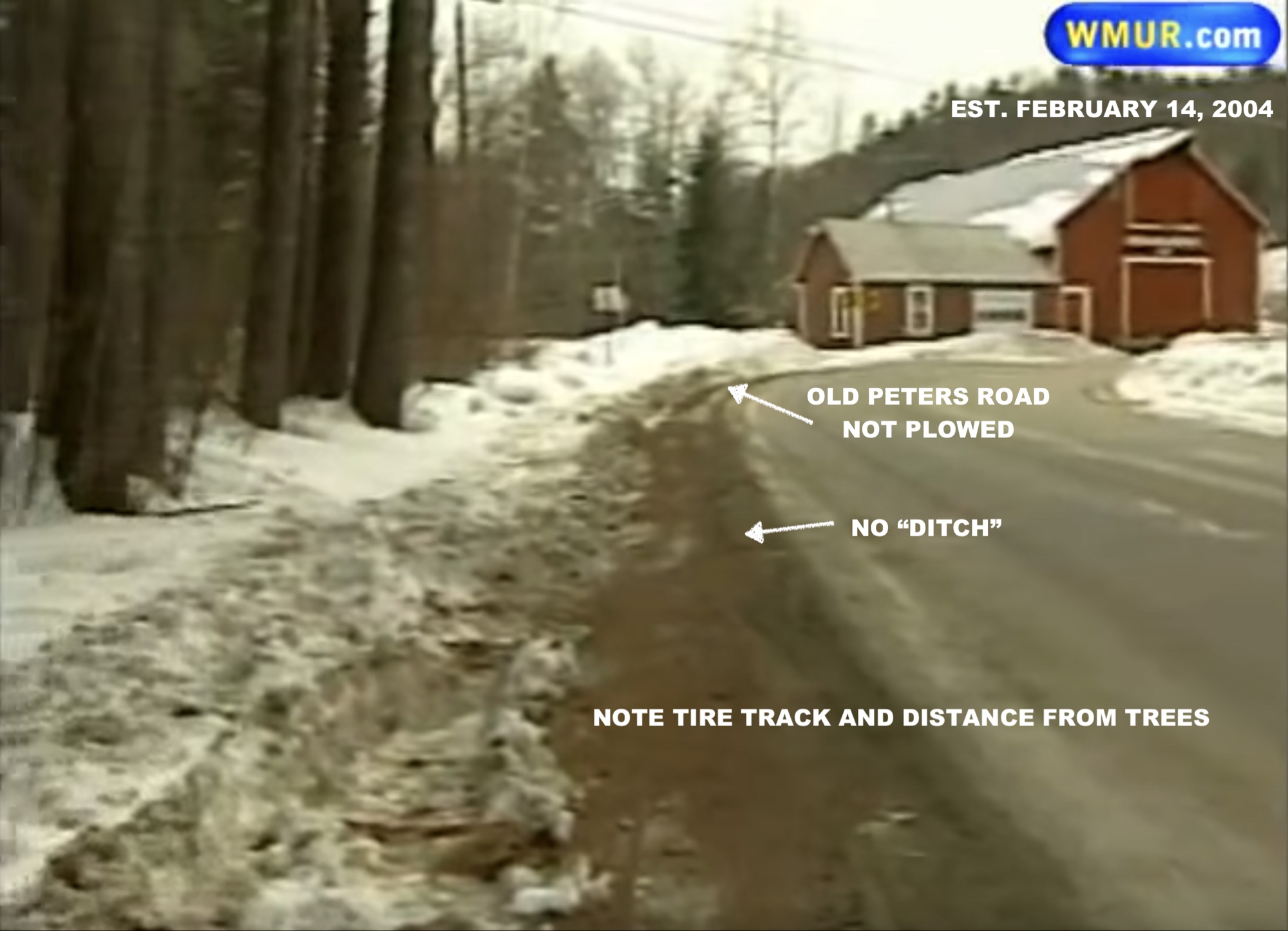 WMUR news footage of the crash scene, February 14, 2004